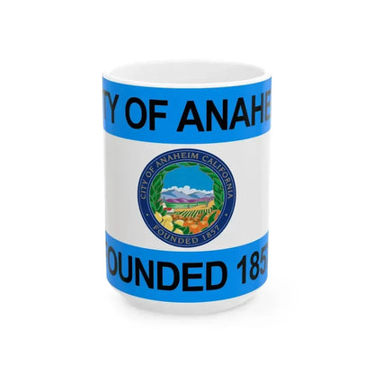 Flag of Anaheim California 1967-2018 2019present (United States) White Coffee Mug 15oz - Go Mug Yourself
