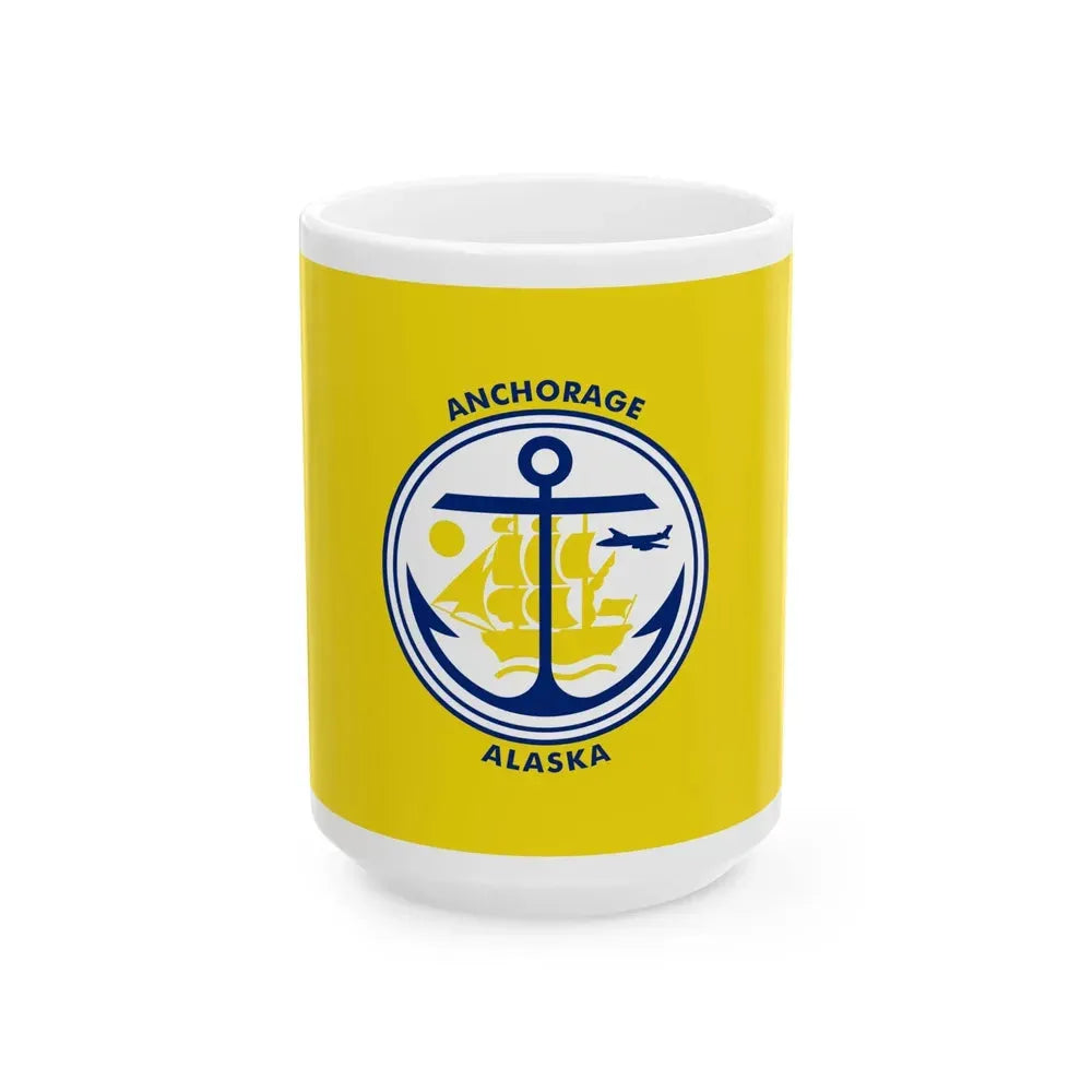 Flag of Anchorage Alaska (United States) White Coffee Mug 15oz - Go Mug Yourself