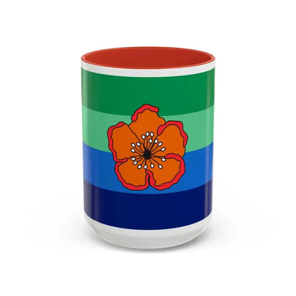 Flag of Angaur Palau - Accent Coffee Mug 15oz Red - Go Mug Yourself