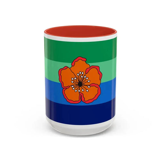 Flag of Angaur Palau - Accent Coffee Mug 15oz Red - Go Mug Yourself