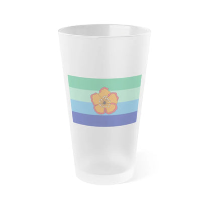 Flag of Angaur Palau - Frosted Pint Glass 16oz-16oz-Frosted-Go Mug Yourself