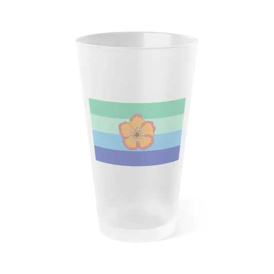 Flag of Angaur Palau - Frosted Pint Glass 16oz-16oz-Frosted-Go Mug Yourself