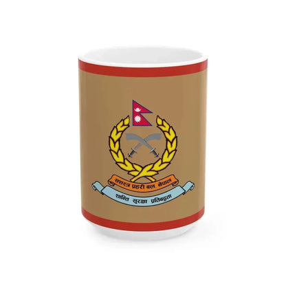 Flag of APF Nepal - No. 5 Bindabasini Brigade (Nepal) White Coffee Mug 15oz - Go Mug Yourself