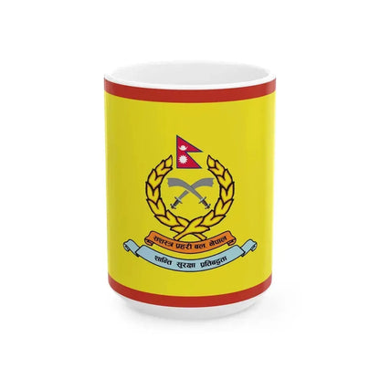 Flag of APF Nepal - No. 7 Baiddhanath Brigade (Nepal) White Coffee Mug 15oz - Go Mug Yourself