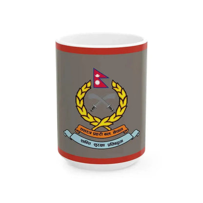 Flag of APF Nepal - No. 9 Pashupatinath Brigade (Nepal) White Coffee Mug 15oz - Go Mug Yourself