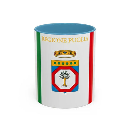Flag of Apulia Italy - Accent Coffee Mug 11oz Light Blue - Go Mug Yourself
