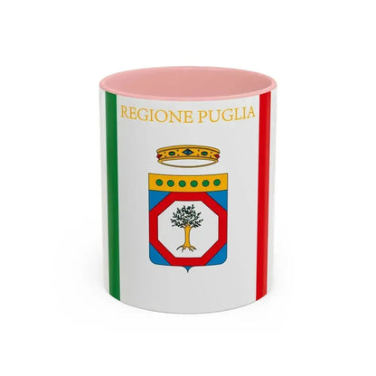 Flag of Apulia Italy - Accent Coffee Mug 11oz Pink - Go Mug Yourself