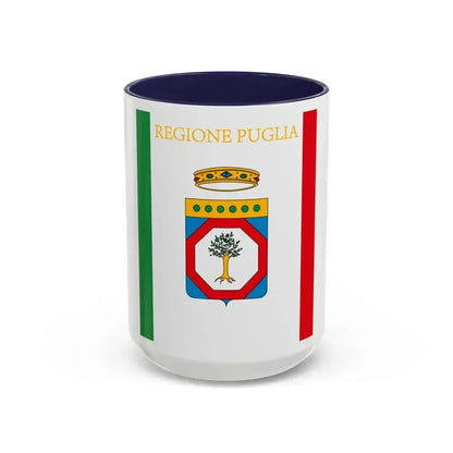 Flag of Apulia Italy - Accent Coffee Mug 15oz Navy - Go Mug Yourself