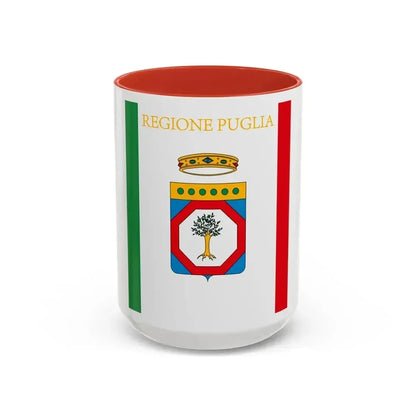 Flag of Apulia Italy - Accent Coffee Mug 15oz Red - Go Mug Yourself