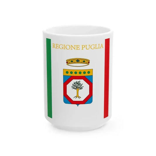 Flag of Apulia Italy - White Coffee Mug 15oz - Go Mug Yourself