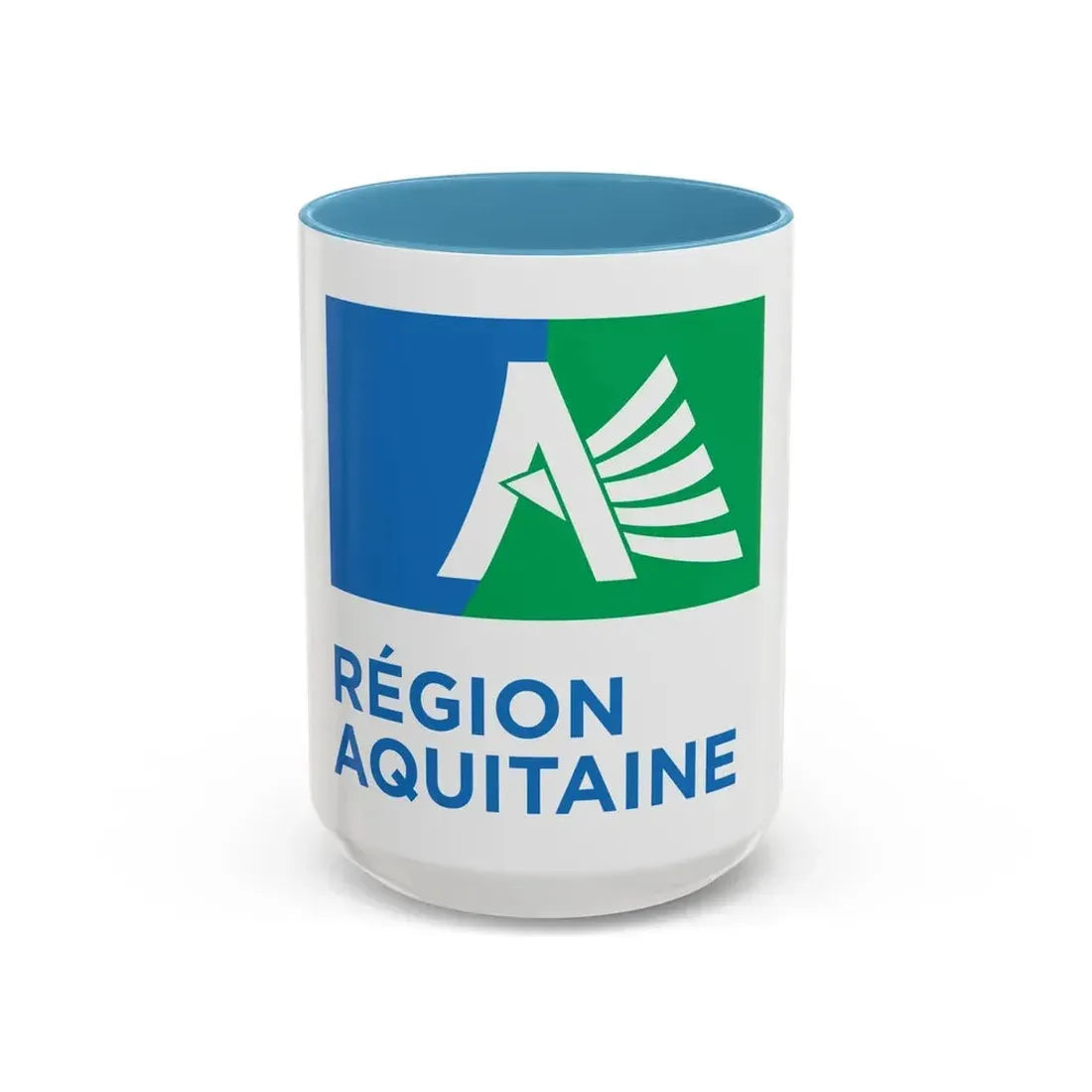 Flag of Aquitaine France 2 - Accent Coffee Mug 15oz Light Blue - Go Mug Yourself