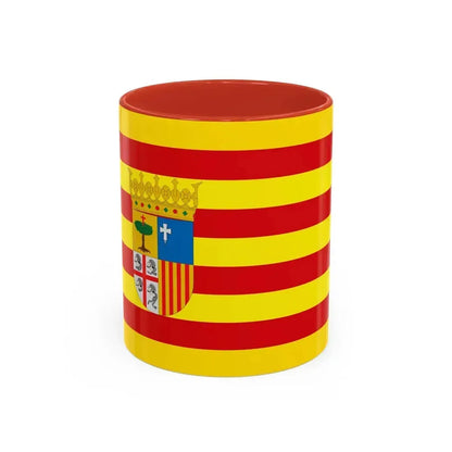 Flag of Aragon Spain - Accent Coffee Mug 11oz Red - Go Mug Yourself