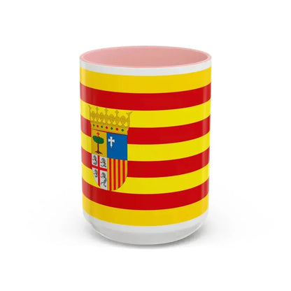 Flag of Aragon Spain - Accent Coffee Mug 15oz Pink - Go Mug Yourself