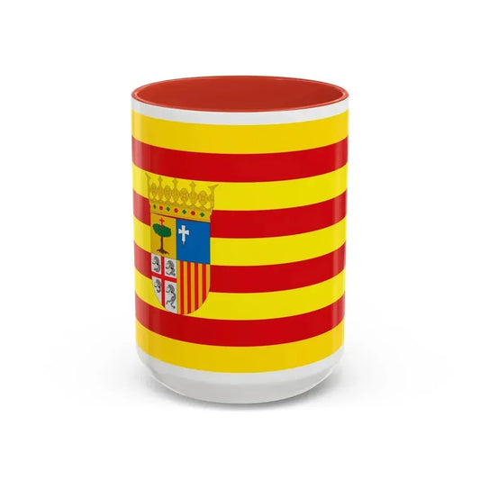 Flag of Aragon Spain - Accent Coffee Mug 15oz Red - Go Mug Yourself