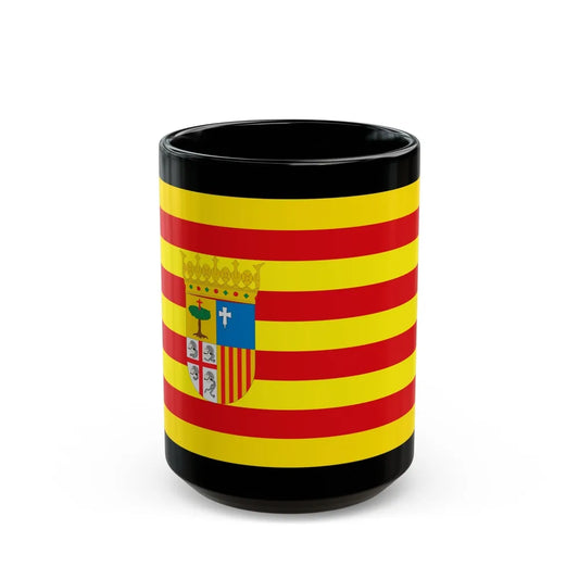 Flag of Aragon Spain - Black Coffee Mug-15oz-Go Mug Yourself