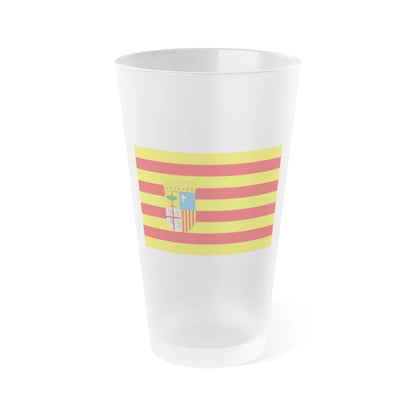 Flag of Aragon Spain - Frosted Pint Glass 16oz-16oz-Frosted-Go Mug Yourself