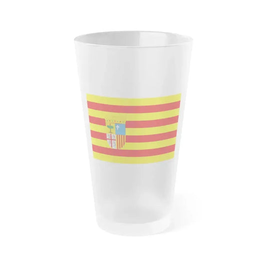 Flag of Aragon Spain - Frosted Pint Glass 16oz 16oz Frosted - Go Mug Yourself