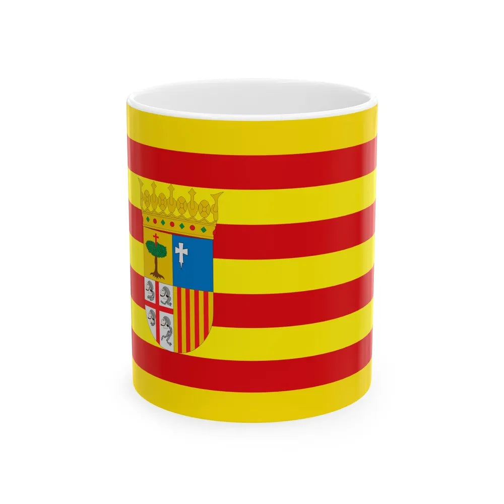 Flag of Aragon Spain - White Coffee Mug-11oz-Go Mug Yourself