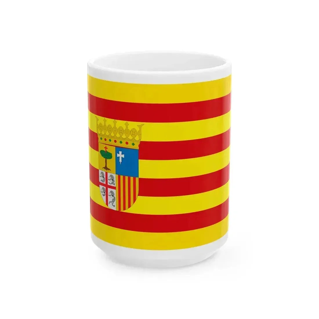 Flag of Aragon Spain - White Coffee Mug 15oz - Go Mug Yourself