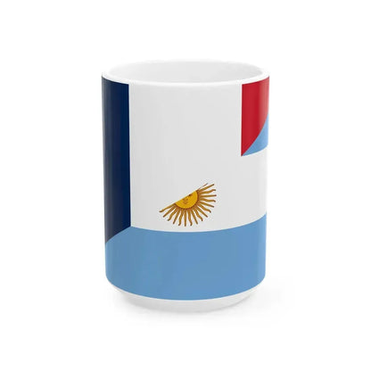 Flag of Argentina and France (France) White Coffee Mug 15oz - Go Mug Yourself