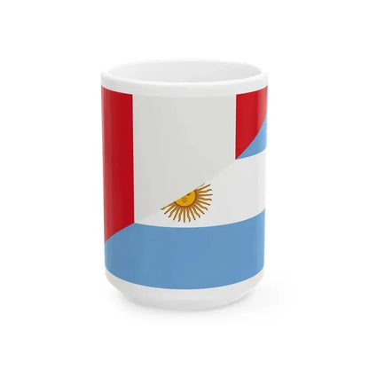 Flag of Argentina and Peru (Peru) White Coffee Mug 15oz - Go Mug Yourself