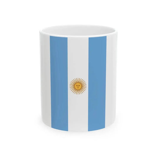 Flag of Argentina vertical with Sol de Mayo (Argentina) White Coffee Mug 11oz - Go Mug Yourself