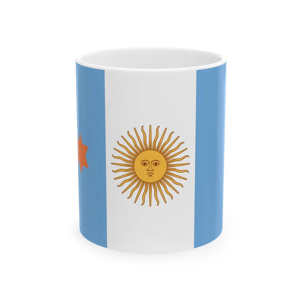 Flag of Argentine General de Brigada 1894 to 1904 - White Coffee Mug-11oz-Go Mug Yourself