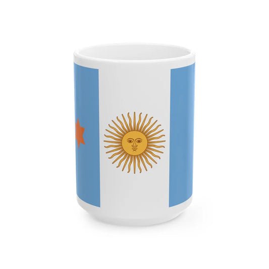 Flag of Argentine General de Brigada 1894 to 1904 - White Coffee Mug-15oz-Go Mug Yourself