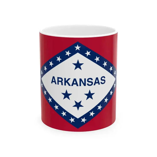 Flag of Arkansas 3-2 (United States) White Coffee Mug 11oz - Go Mug Yourself