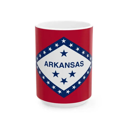 Flag of Arkansas 3-2 (United States) White Coffee Mug 15oz - Go Mug Yourself