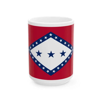 Flag of Arkansas Hocker (United States) White Coffee Mug 15oz - Go Mug Yourself