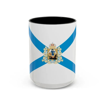 Flag of Arkhangelsk Oblast Russia - Accent Coffee Mug 15oz Black - Go Mug Yourself