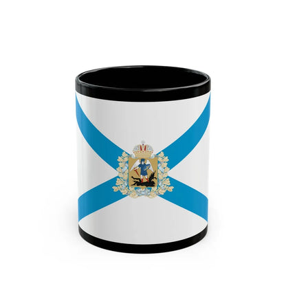 Flag of Arkhangelsk Oblast Russia - Black Coffee Mug-11oz-Go Mug Yourself