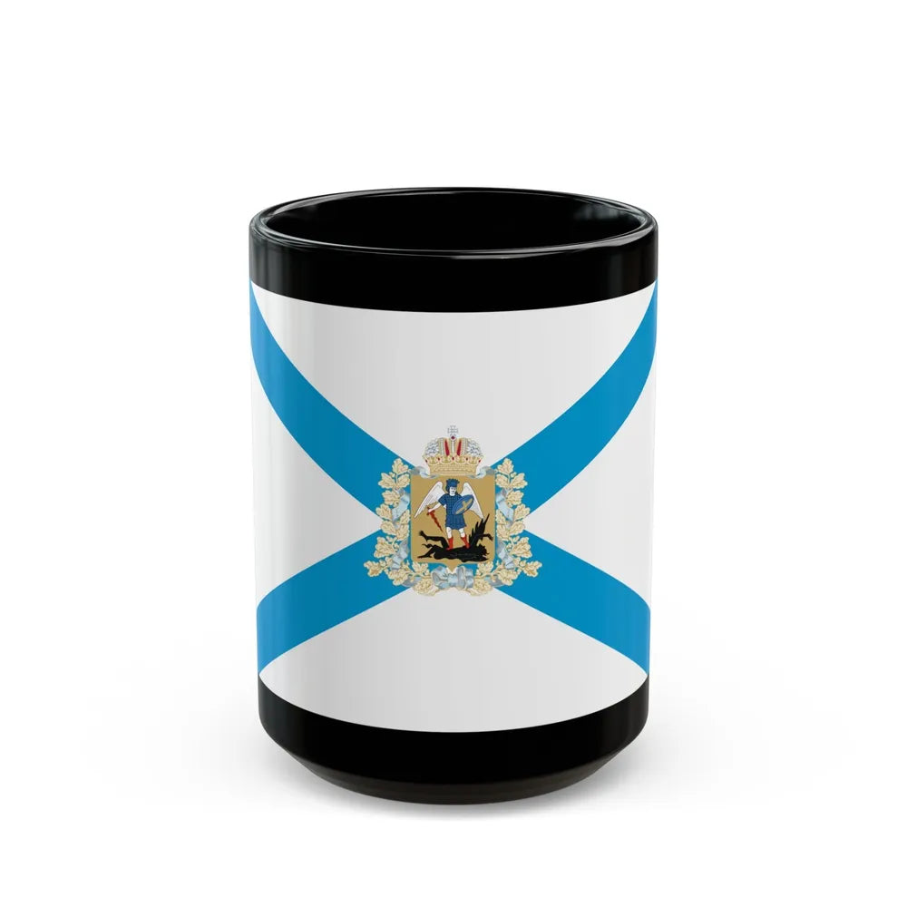 Flag of Arkhangelsk Oblast Russia - Black Coffee Mug-15oz-Go Mug Yourself