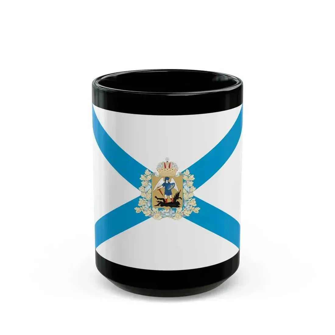 Flag of Arkhangelsk Oblast Russia - Black Coffee Mug 15oz - Go Mug Yourself