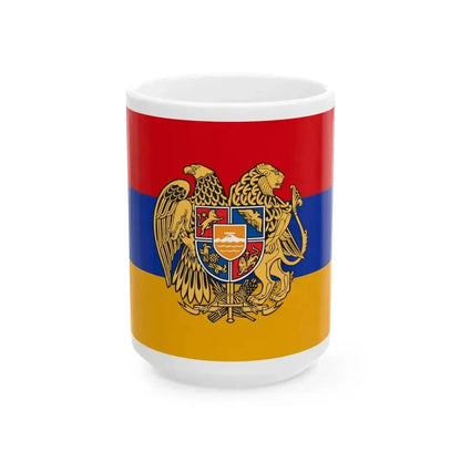 Flag of Armenia - Coat of Arms (Armenia) White Coffee Mug 15oz - Go Mug Yourself