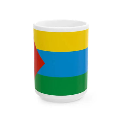 Flag of Aromashevsky rayon Tyumen oblast 2003 (Russia) White Coffee Mug 15oz - Go Mug Yourself