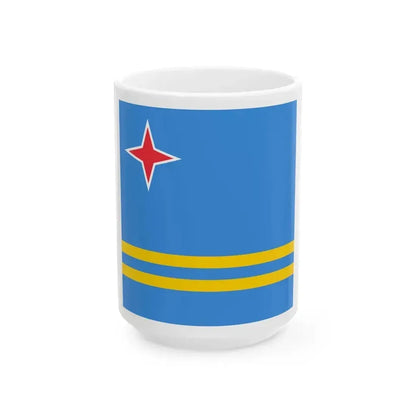 Flag of Aruba 1-1 (Netherlands) White Coffee Mug 15oz - Go Mug Yourself