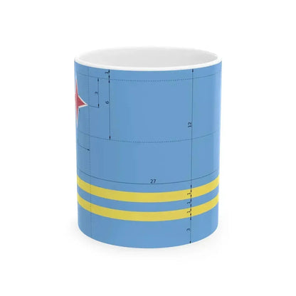Flag of Aruba construction (Netherlands) White Coffee Mug 11oz - Go Mug Yourself