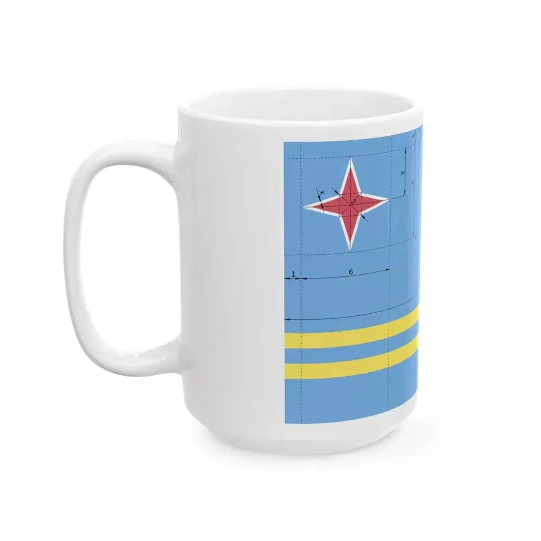Flag of Aruba construction (Netherlands) White Coffee Mug - Go Mug Yourself