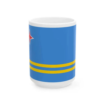 Flag of Aruba (Netherlands) White Coffee Mug 15oz - Go Mug Yourself