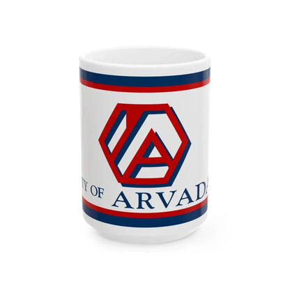 Flag of Arvada Colorado (United States) White Coffee Mug 15oz - Go Mug Yourself