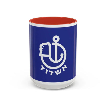 Flag of Ashdod Israel - Accent Coffee Mug 15oz Red - Go Mug Yourself