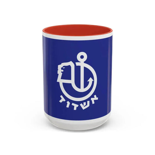 Flag of Ashdod Israel - Accent Coffee Mug 15oz Red - Go Mug Yourself