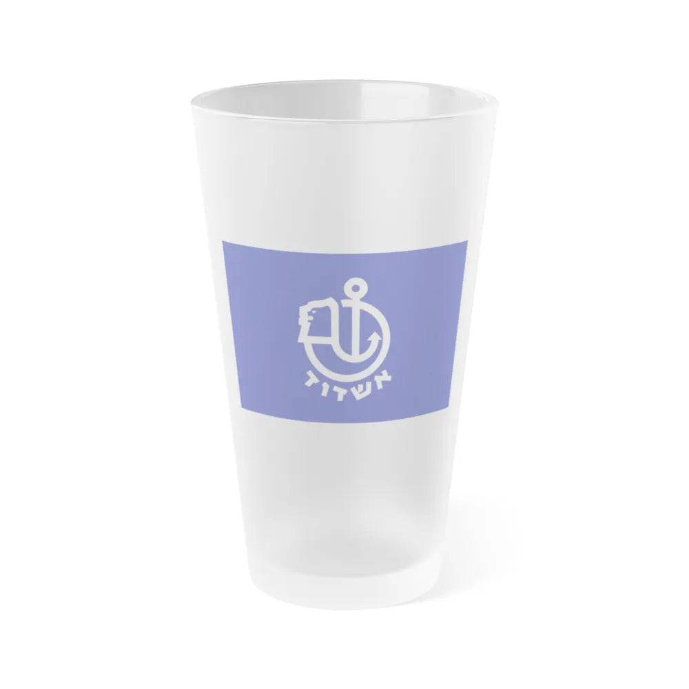 Flag of Ashdod Israel - Frosted Pint Glass 16oz-16oz-Frosted-Go Mug Yourself