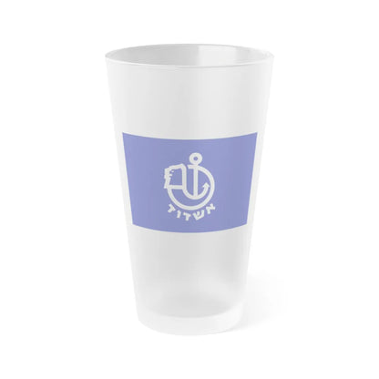 Flag of Ashdod Israel - Frosted Pint Glass 16oz-16oz-Frosted-Go Mug Yourself