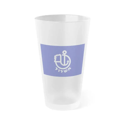 Flag of Ashdod Israel - Frosted Pint Glass 16oz 16oz Frosted - Go Mug Yourself