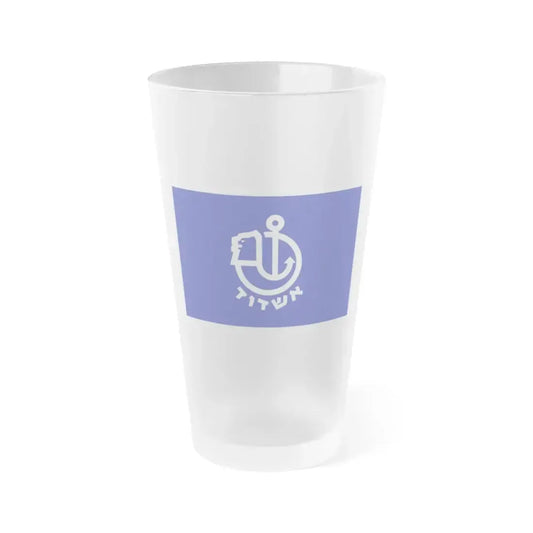 Flag of Ashdod Israel - Frosted Pint Glass 16oz 16oz Frosted - Go Mug Yourself