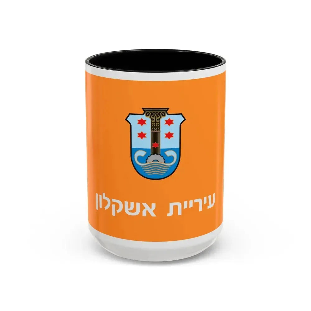 Flag of Ashkelon Israel - Accent Coffee Mug 15oz Black - Go Mug Yourself