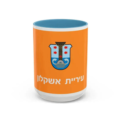 Flag of Ashkelon Israel - Accent Coffee Mug 15oz Light Blue - Go Mug Yourself